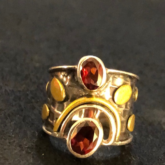 Vintage Rhodolite Garnet Sterling Silver Ring RareFind SJ925 Excellent Condition